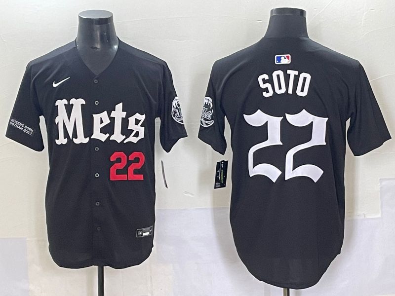Men 2025 New York Mets #22 Soto Black Five generations Joint Name Nike MLB Jersey style 3